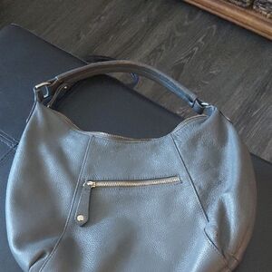 Classic Dark Gray Pebbled Hobo Bag